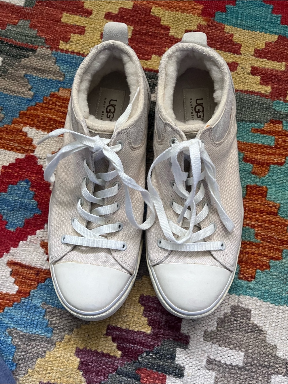 UGG Women's Cream Canvas Lace-Up Sneakers